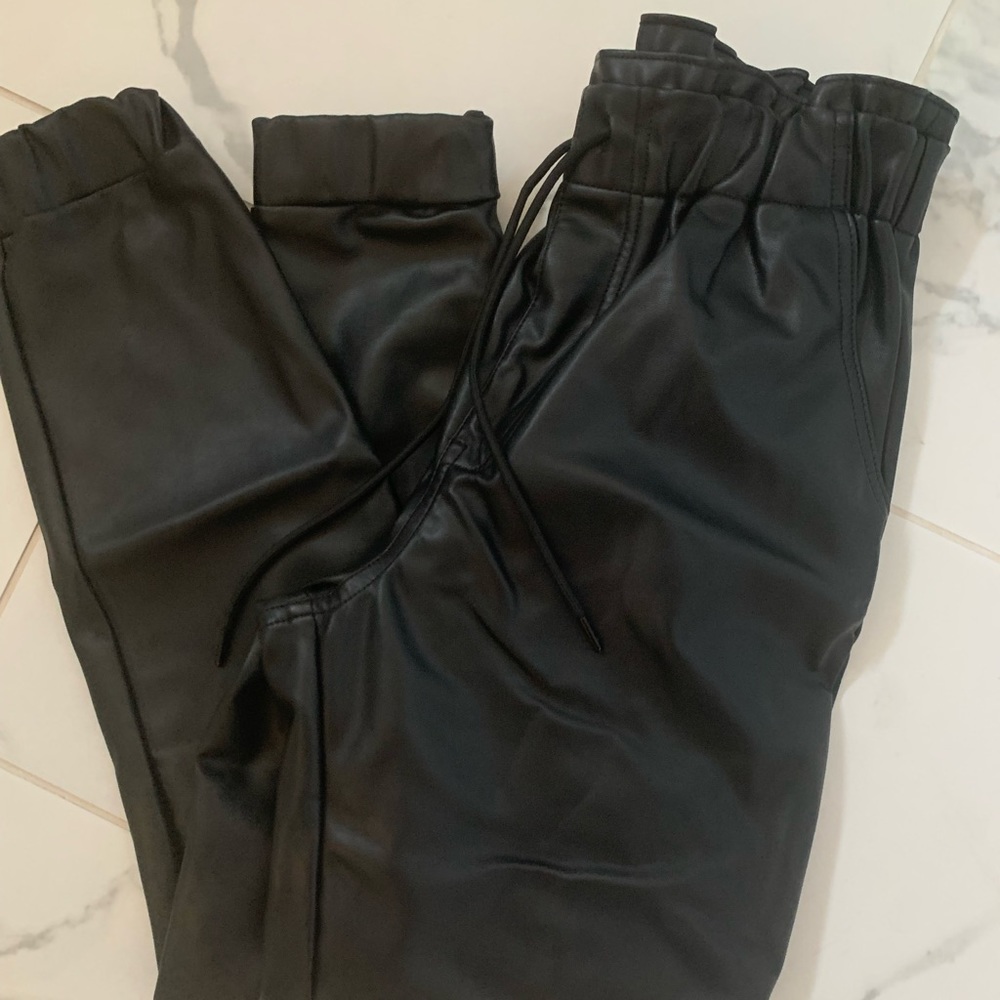 Abercrombie & Fitch leather joggers